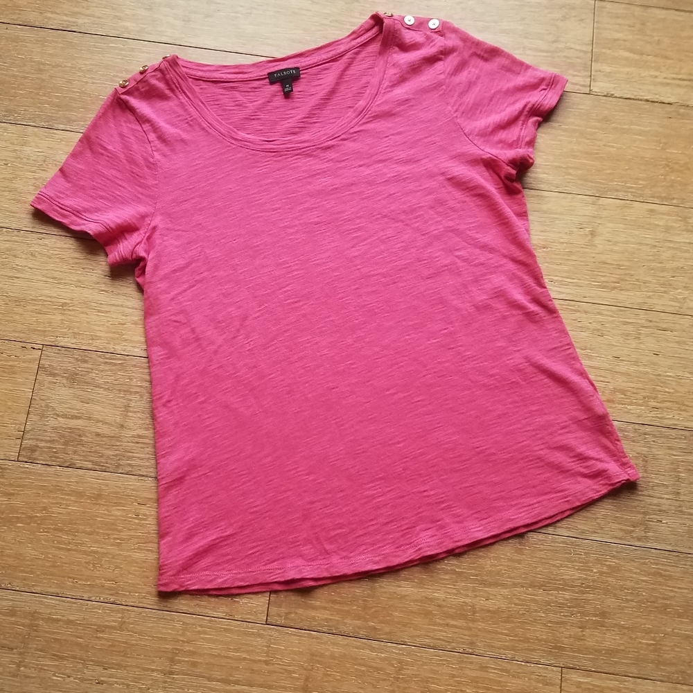 Talbots Pink Button Tee